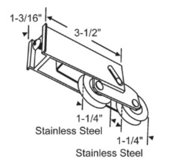 1-1/4" Stainless Steel Tandem Patio Door Roller
